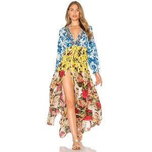 Rococo Sand Women Silk Maxi Dress Size XS Multicolor Floral Boho Resort Romantic